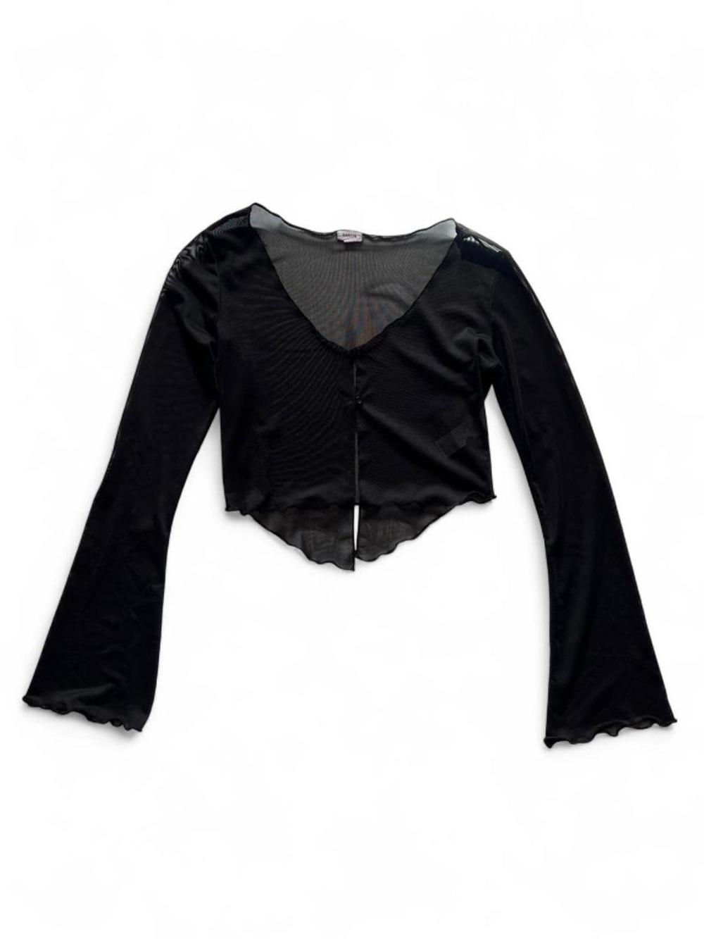 Garage Sheer Bell Sleeve Button Blouse Petite Small EUC